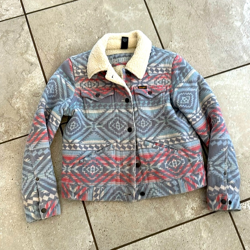Wrangler Aztec fleece button jacket medium